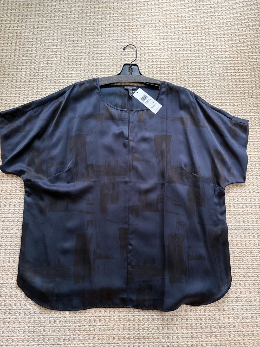 Eileen Fisher Tunic Black Short-Sleeve Shirt - Classic Relaxed Fit